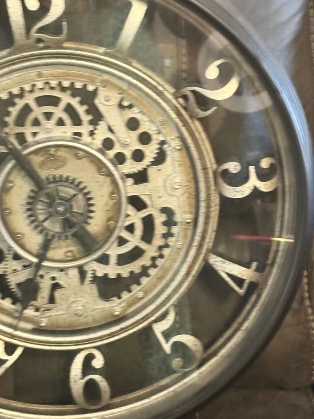 Industrial Gear Wall Clock in Black and Silver - Home Wall Decor